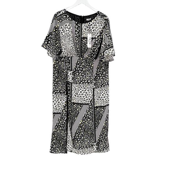 CHI CHI LONDON Curve Vida Mix Animal Print Dress Size 18 Monochrome NEW - Picture 3 of 7
